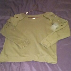 Venus Brand Sweatshirt Sz XL w/ Zipper Details And Metal Holy Sleeve Tops.